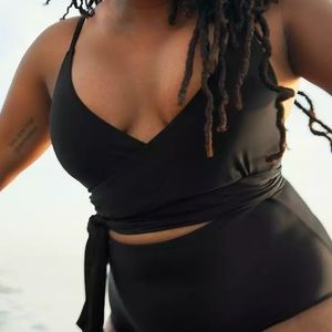 Wrap one-piece swim suit